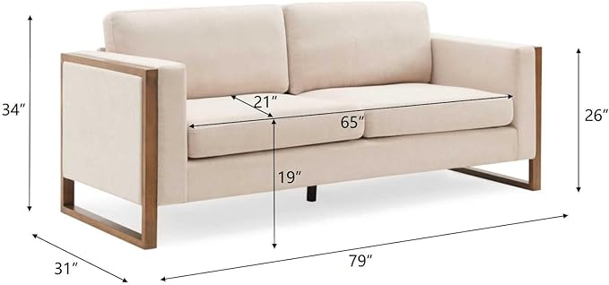 Christopher Knight Home Bricez 79 Sofa Couch Cozy Upholstered 3-Seater Sofa Oversized Loveseat Comfy Fabric Couches for Living Room and Office Modern Couch and Sofa Wooden Frame Taupe Beige