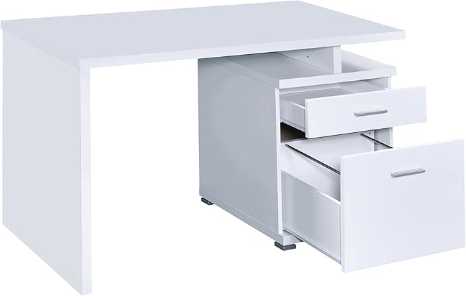 White 2-Drawer Reversible Office Desk