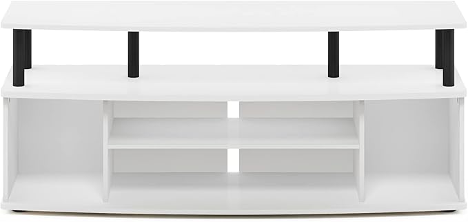 Furinno Jaya Large Entertainment Center Hold up to 55-in TV Inch White/Black