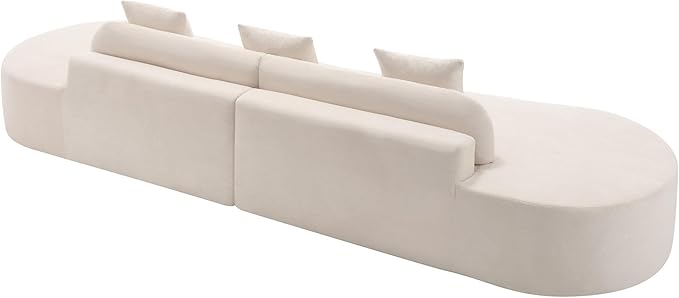 Oversized Boneless Symmetrical Cloud Couch Modular Sectional Sofa Couch for Living Room 130.5 Curved Floor Foam Cloud Sectional Sofa with 3 Toss Pillows