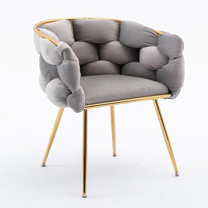 Luxury Modern Simple Leisure Velvet Single Sofa Chair Bedroom Lazy Person Household Dresser Stool Manicure Table Back Chair (Gray + Velvet)