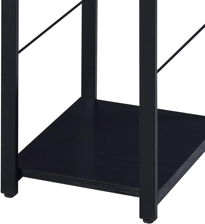 Black 2-Shelf Rectangular Writing Desk Workstation Computer Desk for Study and Home Office