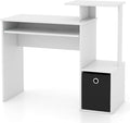 Computer Desk with Drawer 39.5’’ Writing Desk with Storage Shelf Keyboard Tray Study Table for Kids Rooms Wood Vanity Makeup Table Small Desk for Bedroom Living Room Home Office (White)