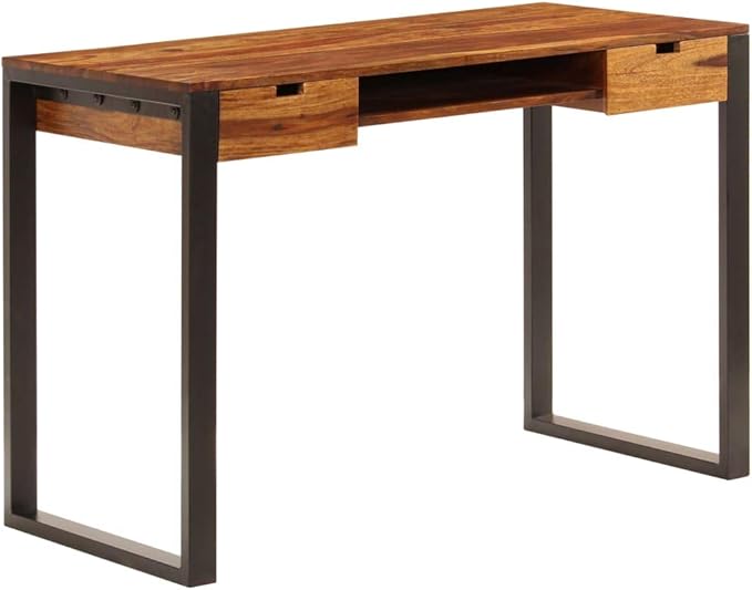 Home Office Desks Computer DeskModern Simple Style Home Office 43.3x21.7x30.7 Solid Sheesham Wood and Steel