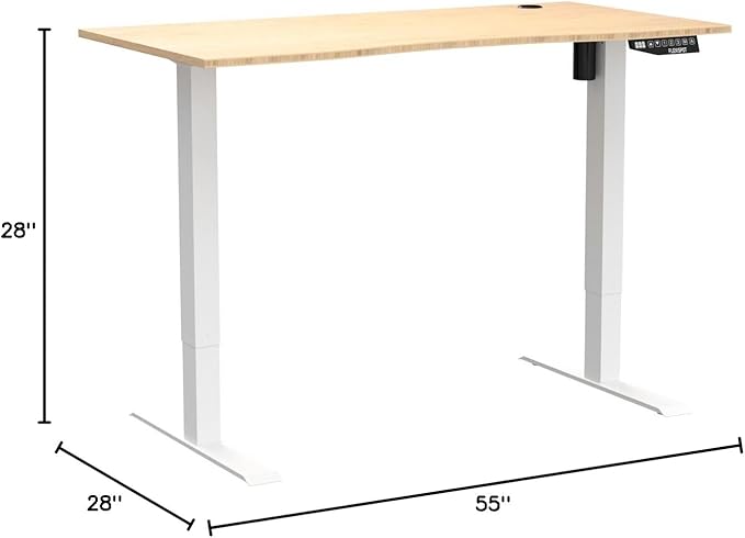 FLEXISPOT EN2 Whole-Piece Bamboo Standing Desk Clamp Power Strip 55 x 28 Electric Stand Up Height Adjustable Desk with Cable Management (Grey Frame + 55 Bamboo Top 2 Packages)
