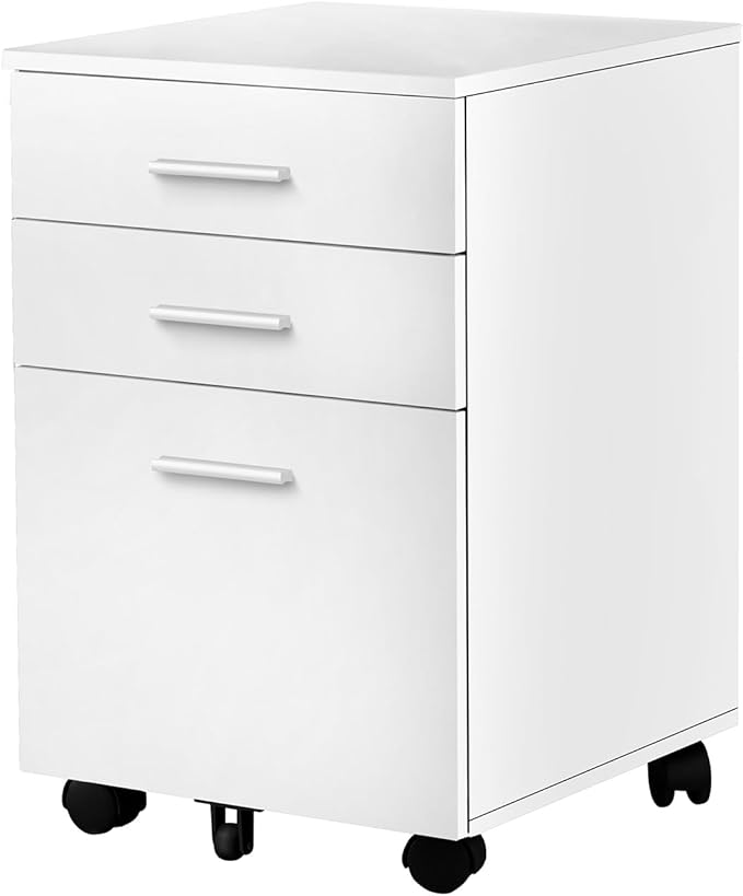 File Cabinet with Lock 3 Drawer Small Storage Organizer Under Desk Locking Drawers Mobile Rolling Filing Cabinets for Home OfficeWhite