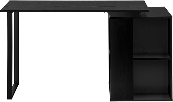 Computer Desk Home Office Left Right Set up Storage Shelves 55 l Work Laptop Black Laminate Black Metal Contemporary Modern