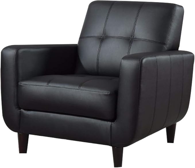 Benzara Upholstered Leatherette Living Room Chair Black Accent