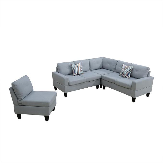 L Shaped Sectional Modern Sofa - Convertible Leather Sleeper Bed Couch Set with Reversible Chaise Lounge Modular Cloud Couch for Living Room Apartment