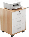 File Cabinet 3 Drawer File Cabinet Mobile Filing Storage Organizer Cabinet with Wheel Lockable Casters Printer Stand(Color:Log Color)