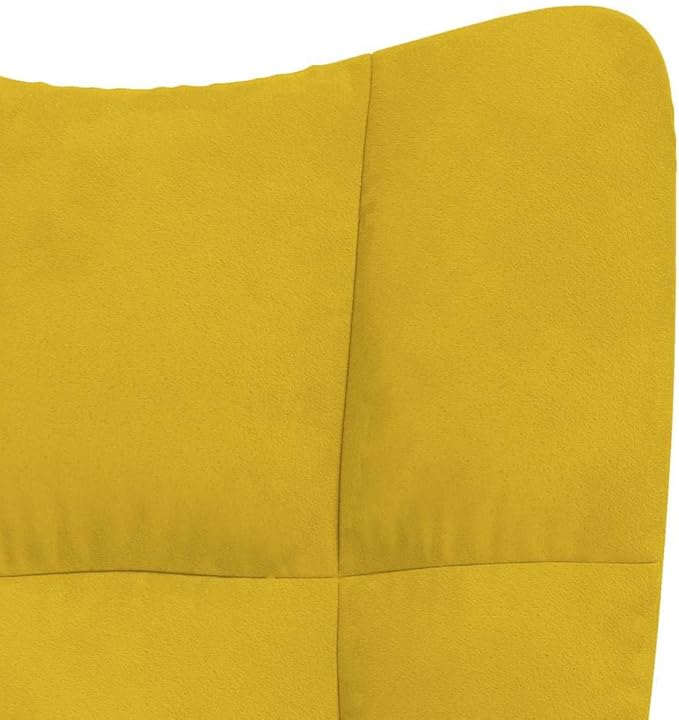 vidaXL Stylish Mustard Yellow Velvet Rocking Chair with Matching Stool Set - Comfortable Foam Padding Steel Frame and Wood Rocking Rails