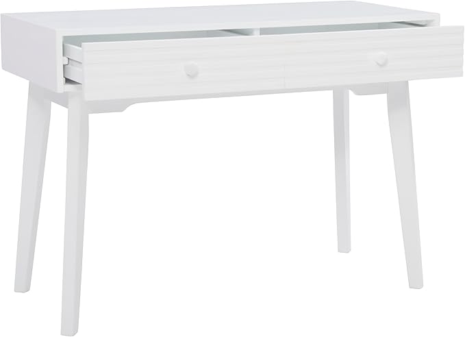 Powell Cason White Wooden Two Drawer Ripples Desk