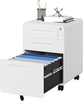 Mobile File Cabinet Mobile Filing Cabinet 3 Drawer Modern Black for Home Office(White)