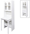 Hideaway Fold Out Home Office Desks Folding Desk with Storage Shelves &amp Drawers Convertible Murphy Desk Cabinet with Bookcase for Small Space Work Study Room (White)