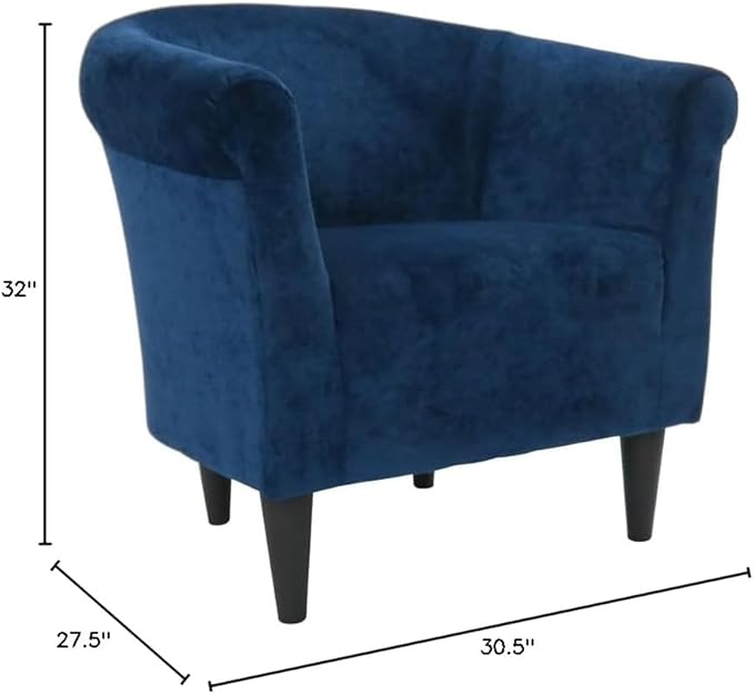 Pemberly Row Traditional Fabric Club Chair Blue Finish 32 H x 30.5 W x 27.5 D Padded Seat Durable Construction Comfortable Accent Chair for Living Room or Office