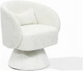 LuxenHome Swivel Barrel Accent Chair Club Swivel Chair with Upholstered Boucle Accent Chair with 360 Wood Base Arm Chairs for Living Room Bedroom Nursery Accent Sofa Chairs Cream
