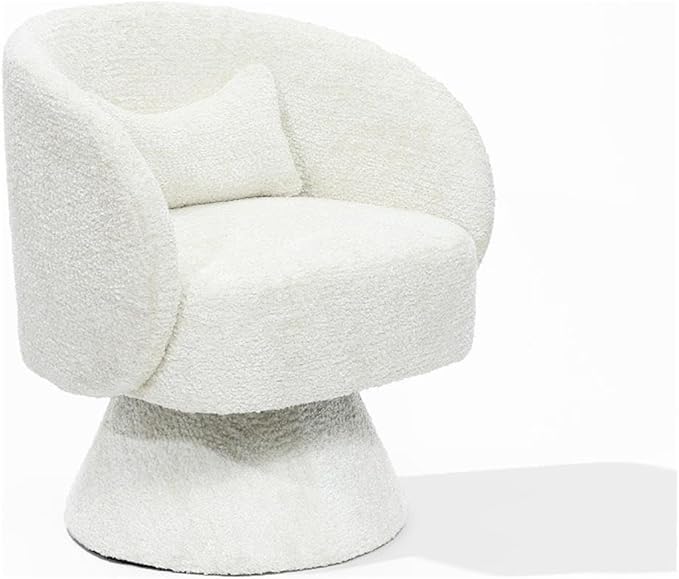 LuxenHome Swivel Barrel Accent Chair Club Swivel Chair with Upholstered Boucle Accent Chair with 360 Wood Base Arm Chairs for Living Room Bedroom Nursery Accent Sofa Chairs Cream