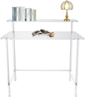 Double Acrylic Desk Home Office Desk Modern Minimalist Transparent Desk Writing Desk Transparent Desk with Monitor Stand for Office Living Room