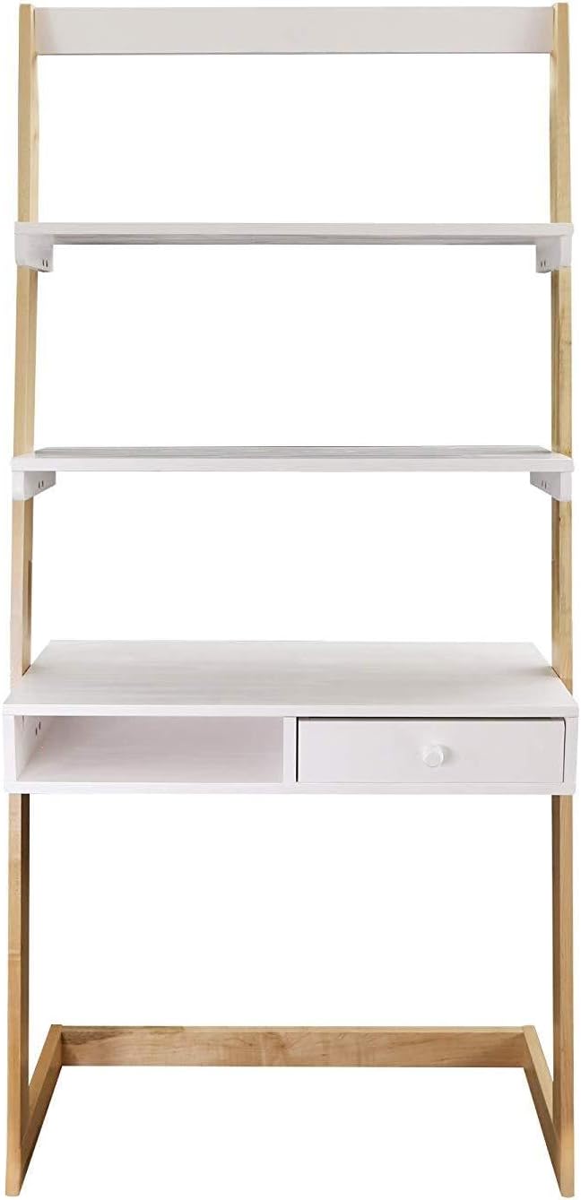 Ladder Desk with Drawer &amp Shelves - 31.5 Wide Solid Wood Frame