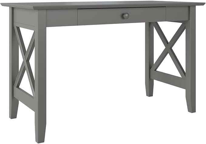 Baroque Desk with Drawer - Grey Home Office Desk Stylish Writing Table Solid Hardwood Desk Functional Workspace