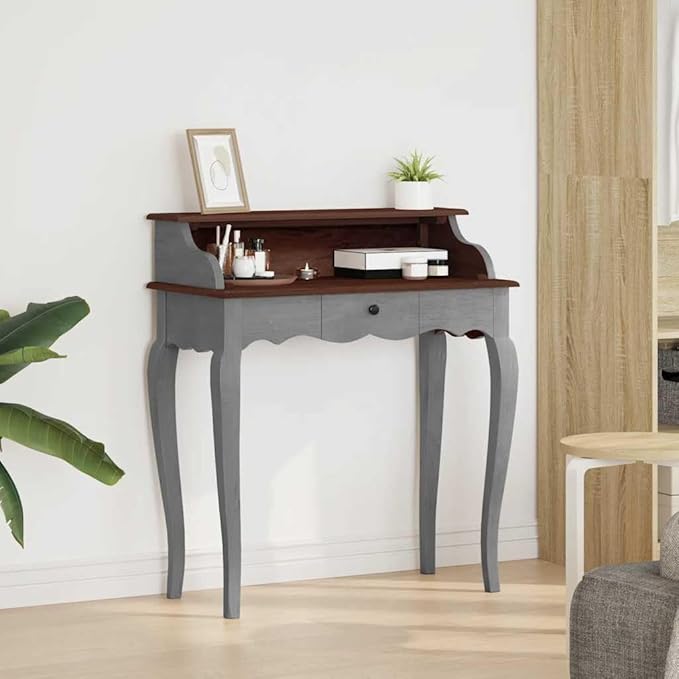 Antique-Style Wooden Writing Computer Desk Home Office Desk Writing Study Table PC Desk Workstation for Bedroom Solid Reclaimed Wood 31.5x15.7x36.2