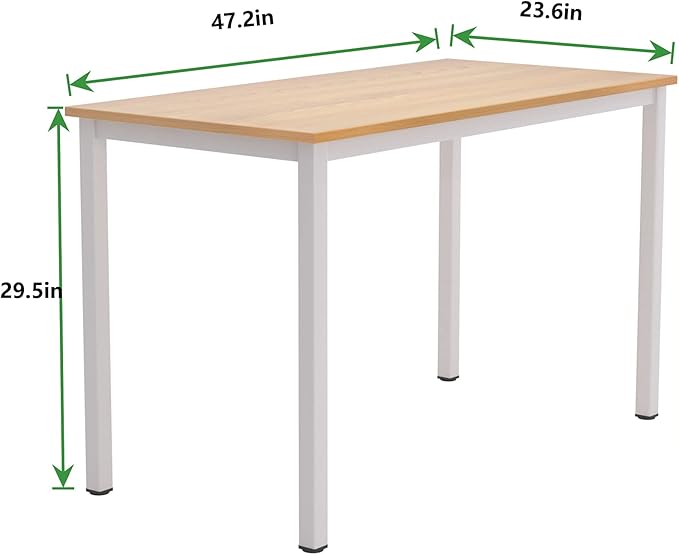 SogesGame Computer Desk 47.2 inches Small Office Desk Computer Table Study Writing Desk Workstation for Home OfficeDining Table Teak White