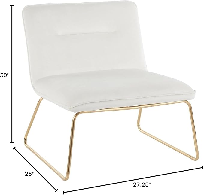 LumiSource Casper Velvet Accent Chair Armless Chair Gold Accent Chair for Living Room Comfy Chair for Bedroom Contemporary Chair