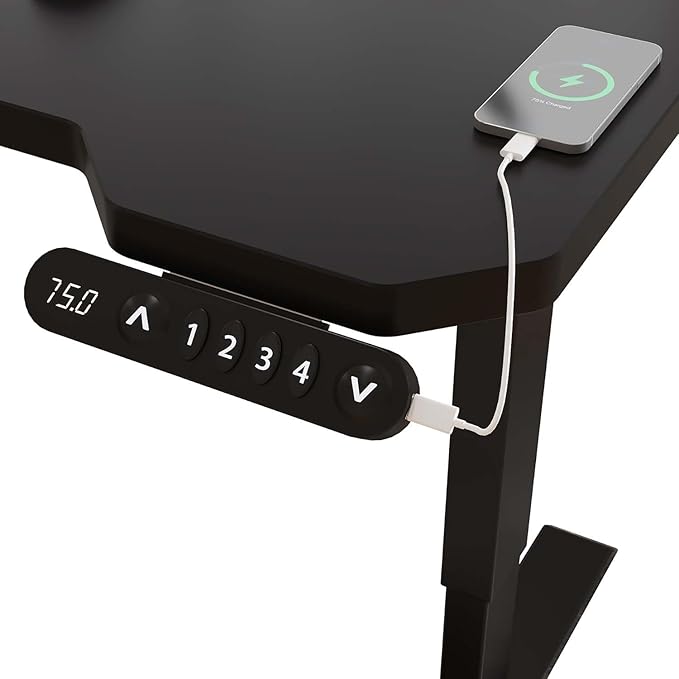 59 L-Shaped Electric Standing Desk Black Adjustable Height Seated Stand up Computer Desks for Work Office Home Ergonomic Lift-up Gaming Tables with Wheels &amp USB Charging Port (Black/59/LL)