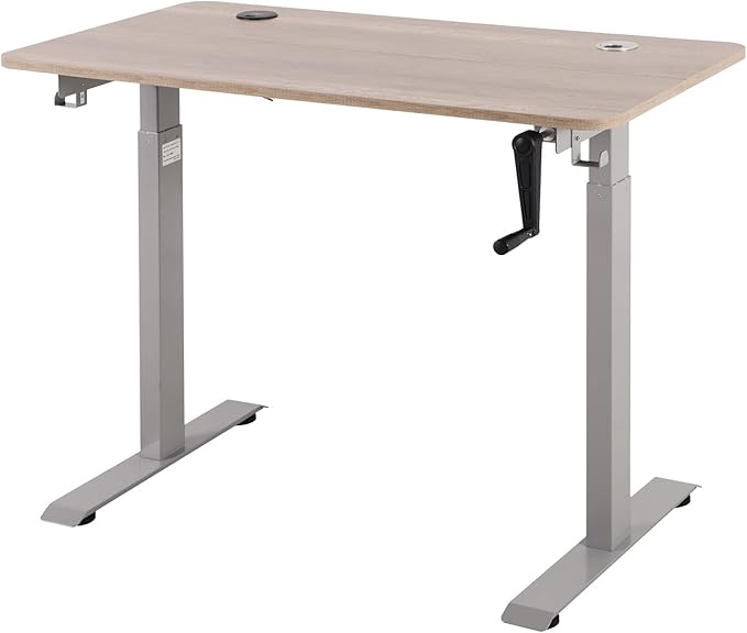 UNICOO Crank Adjustable Height Standing Desk Game Table Home Office Table Computer Desk with USB and Wireless Charger (NTCSET-01 - Antique Oak - M2)