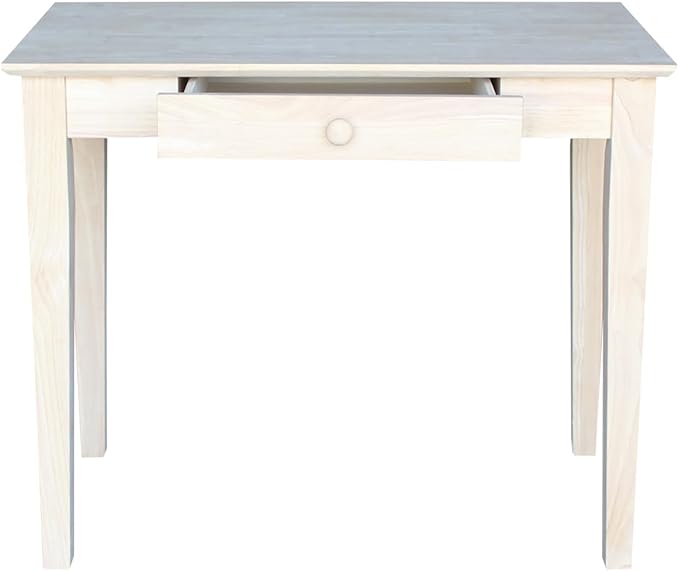 Unfinished Solid Parawood Writing Table 36W x 20D x 30H Eco-Friendly Home Office Desk with Drawer Paint or Stain It Your Way Reception Desk School Desk Office Furniture for Small Spaces