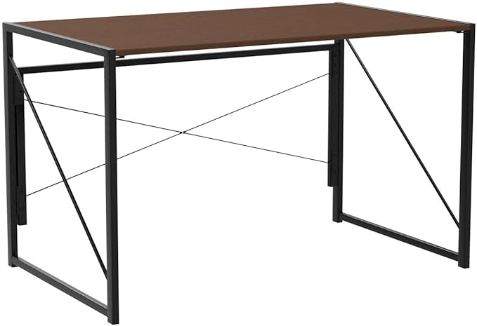 SUPER DEAL 40 inch Folding Computer Writing Desk Wood and Metal Study Desk PC Laptop Home Office Study Table Espresso