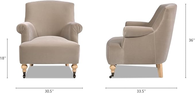Jennifer Taylor Home Eloise 30 Pleated Sock Arm Living Room Accent Armchair Mink Beige Performance Velvet