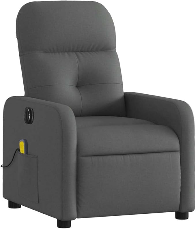 Electric Massage Recliner Chair Dark Gray Sofa Perfect for Living Room Bedroom Comfy Lounge &amp Reclining Space for Indoor Reading