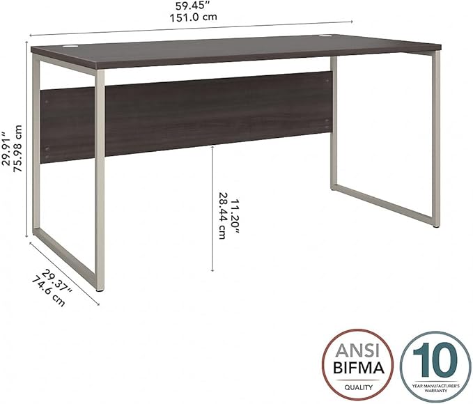 Bush Business Furniture Hybrid 60W x 30D Computer Table Desk with Metal Legs in Storm Gray