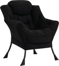 Lazy Chair Modern Soft Reading Chair Accent Contemporary Sofa Chair with Armrests and a Side Pocket for Bedroom Dorm &amp Office Black