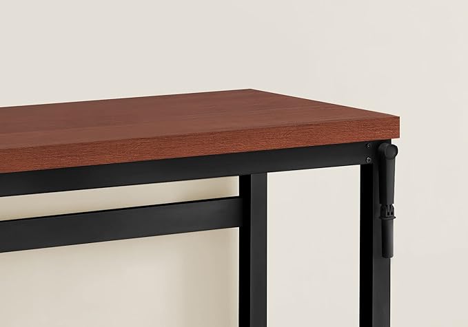 Computer Desk Home Office Standing Adjustable 48 l Work Laptop Brown Laminate Black Metal Contemporary Modern