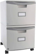 Zen Zone 2-Drawer Mobile File Cabinet with Lock Legal/Letter Size Gray Finish - 18.25 D x 14.75 W x 25.5 H with 2 Doors and 2 Drawers