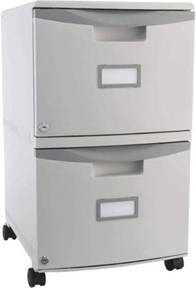 Zen Zone 2-Drawer Mobile File Cabinet with Lock Legal/Letter Size Gray Finish - 18.25 D x 14.75 W x 25.5 H with 2 Doors and 2 Drawers
