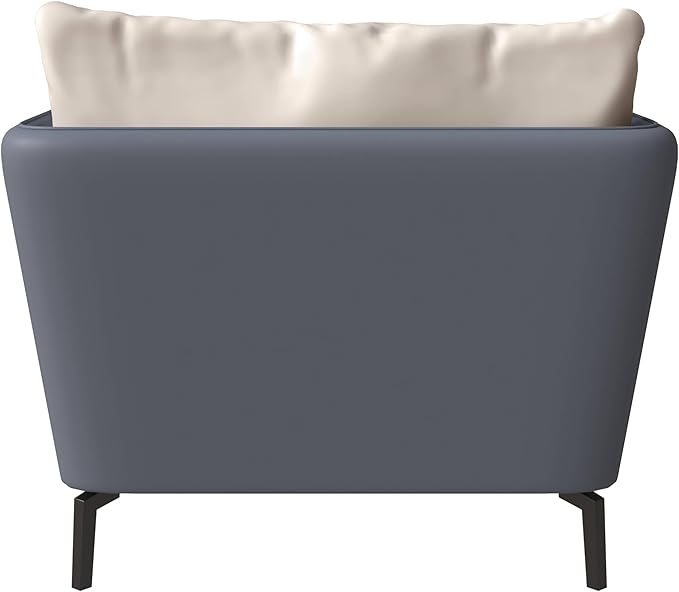 LeisureMod Modern Single-Seater Sofa Couch Contemporary Lounge Accent Side Armchair Upholstered PU Leather with Metal Legs and Foam Filled Seat for Living Room Office Bedroom Luxify Series in Grey