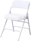 KAIHAOWIN Metal Folding Chairs with Vinyl Padded Seat Indoor Comfortable Upholstered Foldable Chairs with Ultra Thick Cushion-White