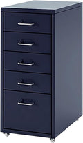 Filing Cabinet Pink Metal Filing Cabinet 5 Drawers Mobile Storage Cabinet - Colled Rolled Steel (Color : Grey Size : 41x28x69CM)