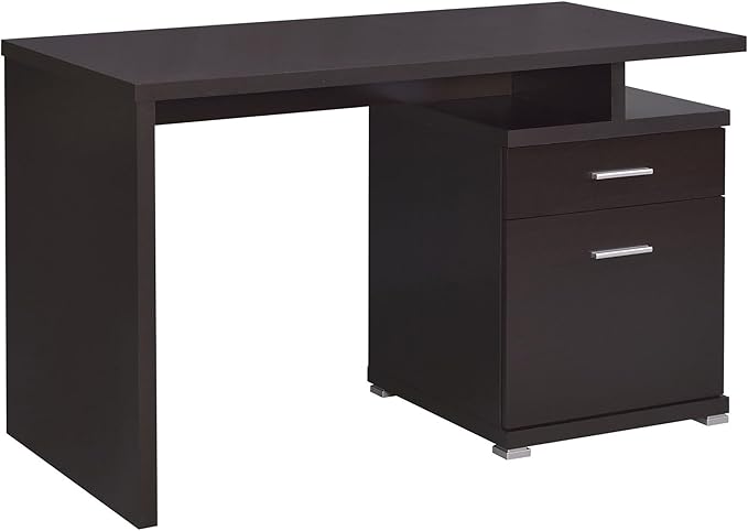 Cappuccino 2-Drawer Reversible Office Desk - Space-Saving Home Office Desk with File Drawer