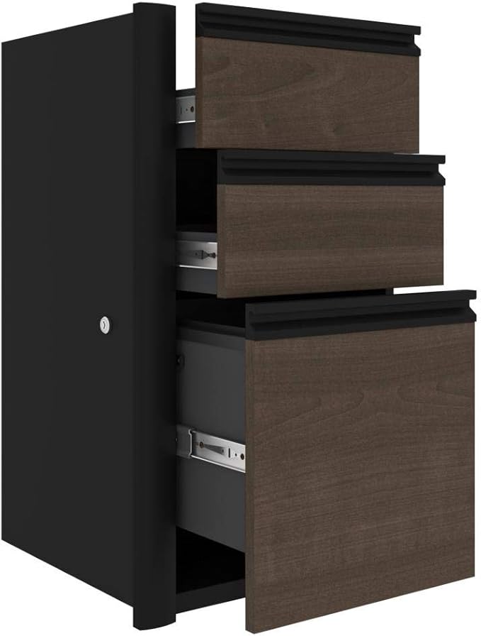 Bestar Connexion Add-On 3 Drawer Pedestal 16W Antigua &amp Black