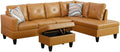 Ginger L-Shaped 3-Piece Faux Leather Sofa with Storage Ottoman Set Sectional Couch Sofa Set for Living Room Office Small Space