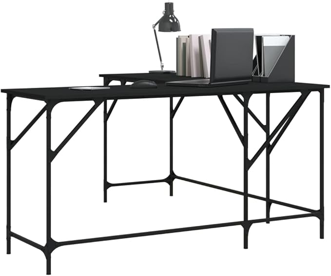Computer Desk Office Table Writing Table Computer Desk Black 149 x 149 x 75 cm Wood Material