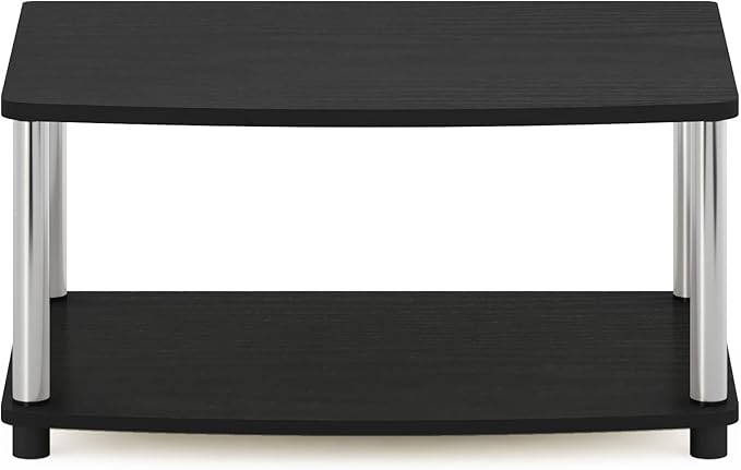 Furinno Turn-N-Tube No Tools 2-Tier Elevated TV Stand Stainless Steel Tubes Americano/Chrome 13191AMSS