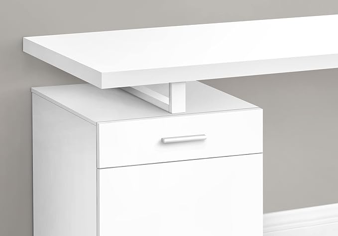 Computer Desk Home Office Laptop Left Right Set up Storage Drawers 48 l Work White Laminate White Metal Contemporary Modern