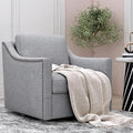 360 Degree Swivel Armchair Cotton Linen Skin-Friendly Fabric Ergonomic Design Brass Nail Decorative Armchair Living Room Chairs Bedroom Chairs Living Room Chairs Black Legs Suitable for Indoor Homes