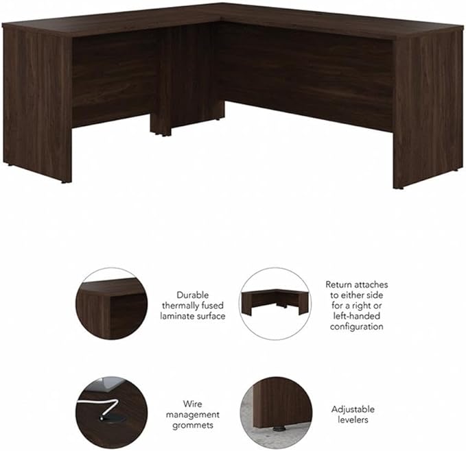 Bush Business Furniture Studio C 72W x 24D L Shaped Desk with 42W Return in Black Walnut