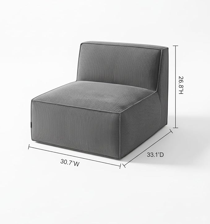 Amada 33 Cloud Sectional Couch Middle PieceMemory Foam Modular Sofa with Back Support Convertible Boneless Couch Portable Sofa Chair Comfy Floor Sofa Lounge for Living Room Bedroom Grey Single |